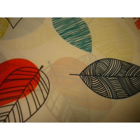 CORTINA BAÑO ANILLAS HOJAS COLORES